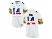 Men Iowa Hawkeyes #14 Desmond King White USA Flag College Football Limited Jersey