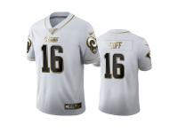 Men Jared Goff Rams White 100th Season Golden Edition Jersey