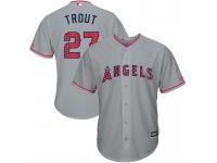 Men Los Angeles Angels Independence Day #27 Mike Trout 2017 Stars & Stripes Gray Cool Base Jersey
