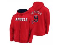 Men Los Angeles Angels Tommy La Stella Red Matte Fleece Full-Zip Hoodie