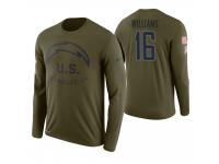 Men Los Angeles Chargers #16 Tyrell Williams 2018 Salute to Service Long Sleeve Olive T-Shirt