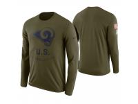 Men Los Angeles Rams 2018 Salute to Service Long Sleeve Olive T-Shirt