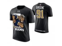 Men Los Angeles Rams Kevin Greene #91 Black Cartoon And Comic Artistic Painting Retired Player T-Shirt