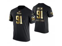 Men Los Angeles Rams Kevin Greene #91 Metall Dark Golden Special Limited Edition Retired Player With Message T-Shirt