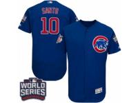Men Majestic Chicago Cubs #10 Ron Santo Royal Blue 2016 World Series Bound Flexbase Authentic Collection MLB Jersey