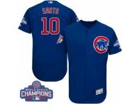 Men Majestic Chicago Cubs #10 Ron Santo Royal Blue 2016 World Series Champions Flexbase Authentic Collection MLB Jersey