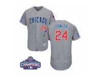 Men Majestic Chicago Cubs #24 Dexter Fowler Grey 2016 World Series Champions Flexbase Authentic Collection MLB Jersey