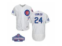 Men Majestic Chicago Cubs #24 Dexter Fowler White 2016 World Series Champions Flexbase Authentic Collection MLB Jersey