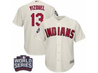 Men Majestic Cleveland Indians #13 Omar Vizquel Cream Alternate 2 2016 World Series Bound Cool Base MLB Jersey