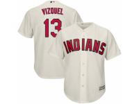 Men Majestic Cleveland Indians #13 Omar Vizquel Cream Alternate 2 Cool Base MLB Jersey