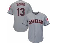 Men Majestic Cleveland Indians #13 Omar Vizquel Grey Road Cool Base MLB Jersey