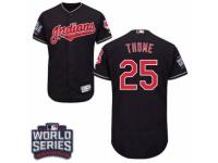 Men Majestic Cleveland Indians #25 Jim Thome Navy Blue 2016 World Series Bound Flexbase Authentic Collection MLB Jersey