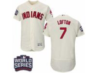 Men Majestic Cleveland Indians #7 Kenny Lofton Cream 2016 World Series Bound Flexbase Authentic Collection MLB Jersey