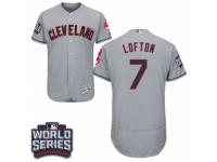 Men Majestic Cleveland Indians #7 Kenny Lofton Grey 2016 World Series Bound Flexbase Authentic Collection MLB Jersey
