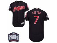Men Majestic Cleveland Indians #7 Kenny Lofton Navy Blue 2016 World Series Bound Flexbase Authentic Collection MLB Jersey