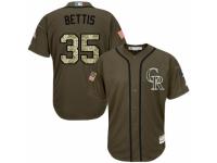 Men Majestic Colorado Rockies 35 Chad Bettis Authentic Green Salute to Service MLB Jerseys
