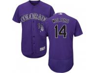 Men Majestic Colorado Rockies Tony Wolters Authentic Purple Alternate Flex Base Collection Jersey with Commemorative Patch