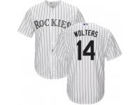 Men Majestic Colorado Rockies Tony Wolters White Home Cool Base Jersey