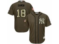 Men Majestic New York Yankees #18 Johnny Damon Green Salute to Service MLB Jersey