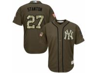 Men Majestic New York Yankees #27 Giancarlo Stanton Green Salute to Service MLB Jersey
