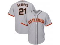 Men MAJESTIC SAN FRANCISCO GIANTS 21 DEION SANDERS AUTHENTIC GREY ROAD COOL BASE MLB JERSEY