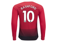 Men Marcus Rashford Manchester United 18/19 Long Sleeve Home Jersey by adidas
