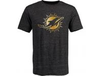 Men Miami Dolphins Pro Line Black Gold Collection Tri-Blend T-Shirt