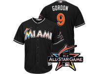 Men Miami Marlins Dee Gordon #9 Black 2017 All-Star Game Patch Cool Base Jersey