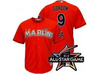 Men Miami Marlins Dee Gordon #9 Orange 2017 All-Star Game Patch Cool Base Jersey
