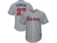 Men Miami Marlins Independence Day #27 Giancarlo Stanton 2017 Stars & Stripes Gray Cool Base Jersey