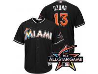 Men Miami Marlins Marchell Ozuna #13 Black 2017 All-Star Game Patch Cool Base Jersey