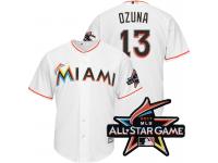 Men Miami Marlins Marchell Ozuna #13 White 2017 All-Star Game Patch Cool Base Jersey