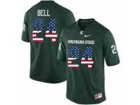 Men Michigan State Spartans #24 LeVeon Bell Green USA Flag College Football Jersey