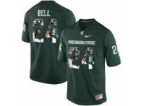 Men Michigan State Spartans #24 LeVeon Bell Green With Portrait Print College Football Jersey