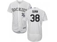 Men Mike Dunn Colorado Rockies Replica White Home Flex Base Collection Jersey with Commemorative Patch