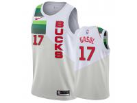 Men Milwaukee Bucks Pau Gasol Cream Earned Edition Jersey