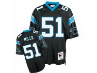 Men Mitchell And Ness Carolina Panthers #51 Sam Mills Black Authentic Throwback NFL Jersey