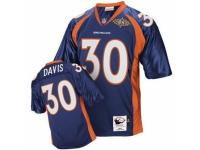 Men Mitchell And Ness Denver Broncos 30 Terrell Davis Navy Blue Super Bowl Patch Authentic Throwback NFL Jersey