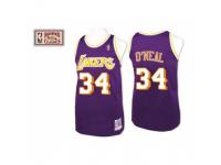 Men Mitchell and Ness Los Angeles Lakers #34 Shaquille ONeal Swingman Purple Throwback NBA Jersey