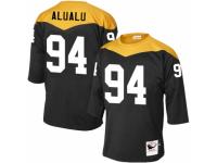 Men Mitchell and Ness Pittsburgh Steelers #94 Tyson Alualu Black 1967 Home Throwback NFL Jersey