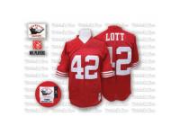 Men Mitchell and Ness San Francisco 49ers #42 Ronnie Lott Authentic Red Team Color Throwback NFL Jersey