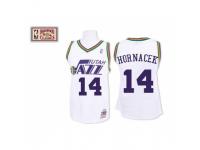 Men Mitchell and Ness Utah Jazz #14 Jeff Hornacek Swingman White Throwback NBA Jersey