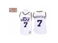 Men Mitchell and Ness Utah Jazz #7 Pete Maravich Swingman White Throwback NBA Jersey