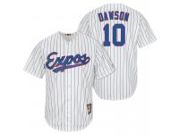 Men Montreal Expos #10 Andre Dawson Majestic White-Royal Cooperstown Player Cool Base Jersey