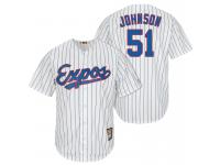 Men Montreal Expos #51 Randy Johnson Majestic White-Royal Cooperstown Player Cool Base Jersey