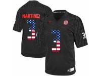 Men Nebraska Cornhuskers #3 Taylor Martinez Black USA Flag College Football Jersey
