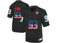 Men Nebraska Cornhuskers #93 Ndamukong Suh Black USA Flag College Football Jersey