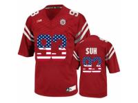 Men Nebraska Cornhuskers #93 Ndamukong Suh Red USA Flag College Football Jersey