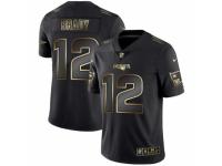 Men New England Patriots #12 Tom Brady Black Golden Edition 2019 Vapor Untouchable Limited Jersey