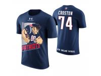 Men New England Patriots Cole Croston #74 Navy Cartoon And Comic Artistic Painting T-Shirt